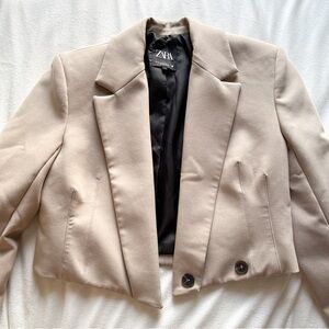 Zara High Collared Cropped Blazer